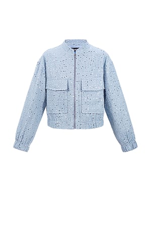 Denim jacket with sequins - Light Blue h5 